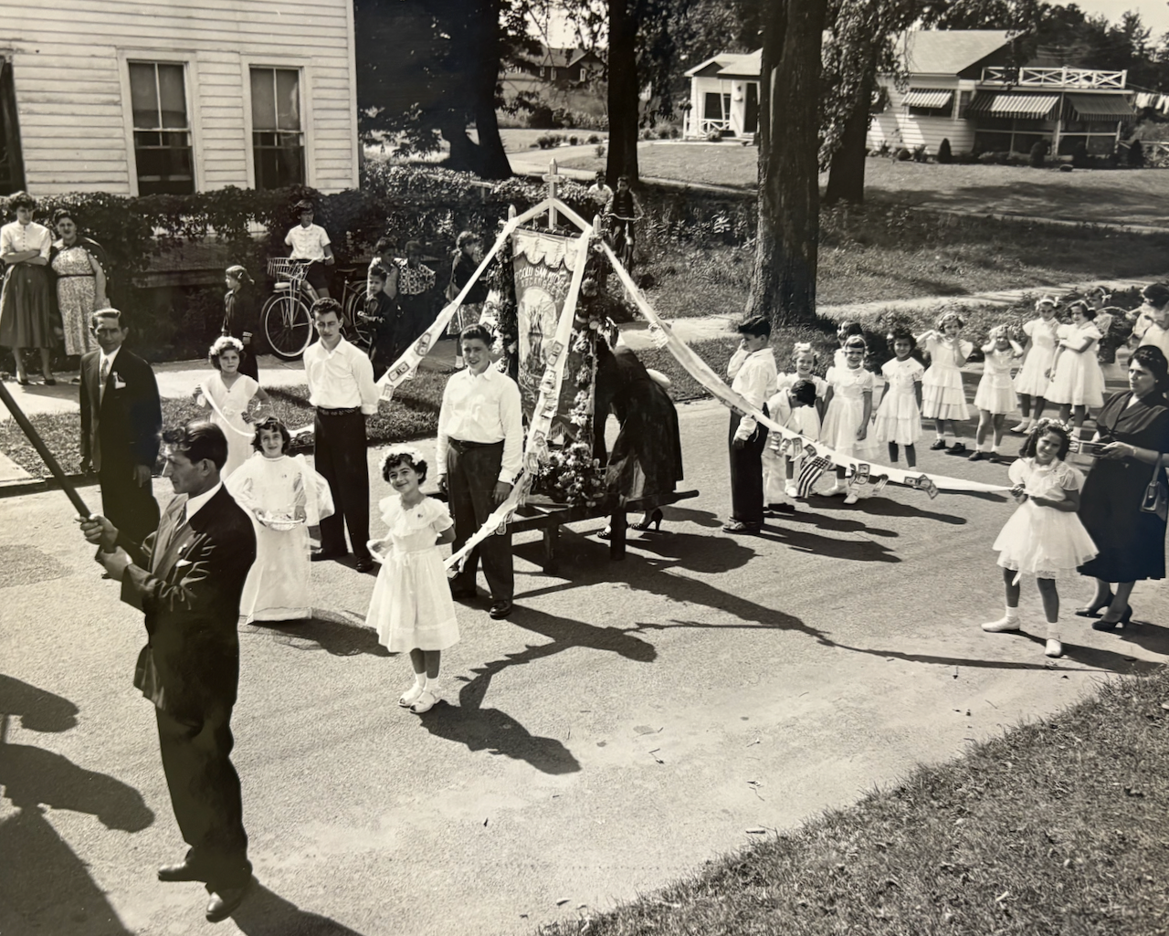 Archival Photo of St. Michael's Parade on Beekman Street in Saratoga Springs NY 1954