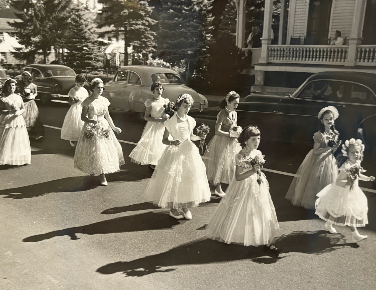 Archival Photo of St. Michael's Procession on Beekman Street in Saratoga Springs 1954