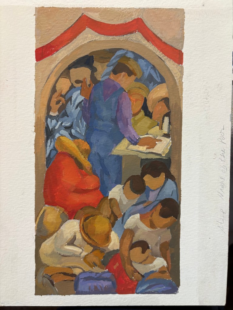 Original acrylic study of Diego Rivera fresco